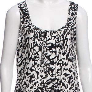 Tory Burch Silk Black White Sleeveless Tunic Sz 10
